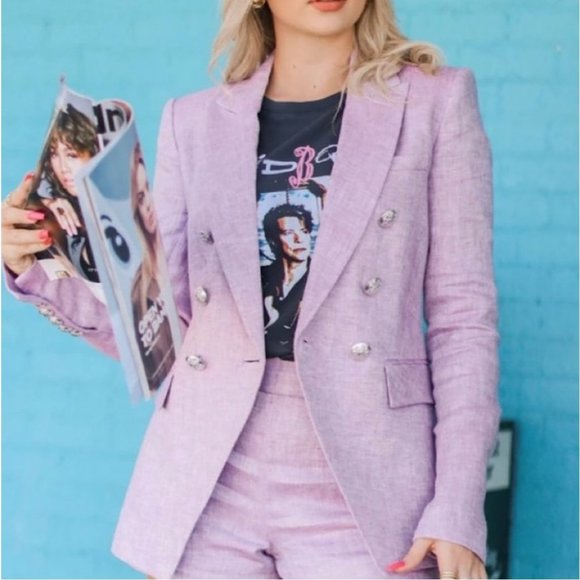 SOLD Veronica Beard Dickey Blazer Miller Lilac Purple Double Breasted Jacket - Picture 2 of 16